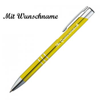 10 Kugelschreiber aus Metall mit Namensgravur - Farbe: gelb