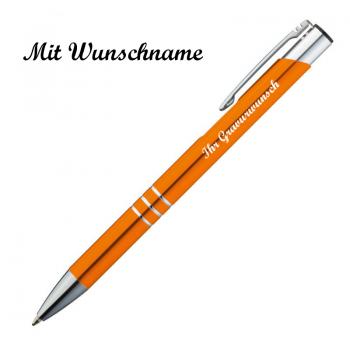 10 Kugelschreiber aus Metall mit Namensgravur - Farbe: orange