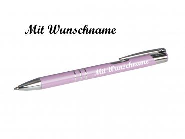 10 Kugelschreiber aus Metall mit Namensgravur / Farbe: pastell lila