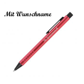 10 Kugelschreiber aus Metall mit Namensgravur - Farbe: rot
