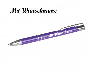 10 Kugelschreiber aus Metall mit Namensgravur / Farbe: violett