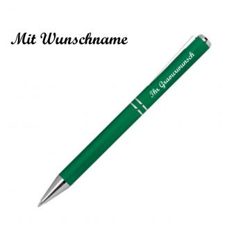 10 Kugelschreiber aus Metall mit Namensgravur -mit speziellem Clip - Farbe: grün