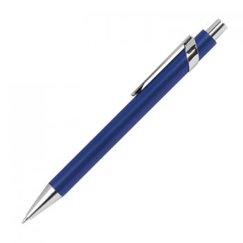10 Kugelschreiber aus Metall mit silbernen Applikationen / Farbe: blau