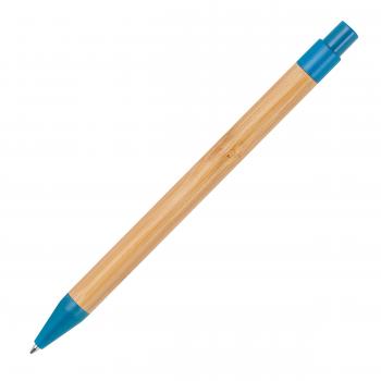 10 Kugelschreiber aus Weizenstroh und Bambus mit Gravur / Farbe: blau