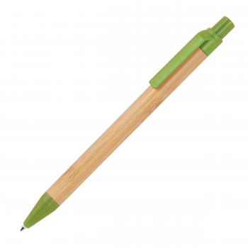 10 Kugelschreiber aus Weizenstroh und Bambus mit Gravur / Farbe: grün