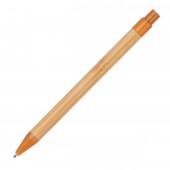 10 Kugelschreiber aus Weizenstroh und Bambus mit Gravur / Farbe: orange