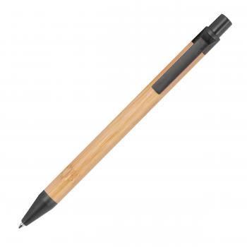 10 Kugelschreiber aus Weizenstroh und Bambus mit Gravur / Farbe: schwarz