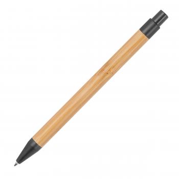 10 Kugelschreiber aus Weizenstroh und Bambus mit Gravur / Farbe: schwarz