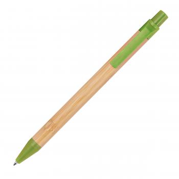 10 Kugelschreiber aus Weizenstroh und Bambus mit Namensgravur - Farbe: grün