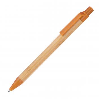 10 Kugelschreiber aus Weizenstroh und Bambus mit Namensgravur - Farbe: orange
