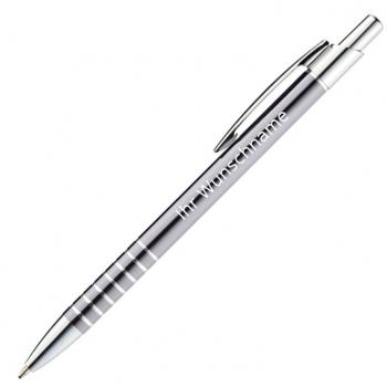 10 Kugelschreiber mit Gravur / aus Metall / Farbe: grau