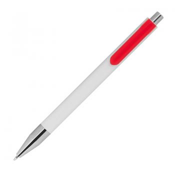 10 Kugelschreiber mit Gravur / Farbe: weiß mit roten Clip