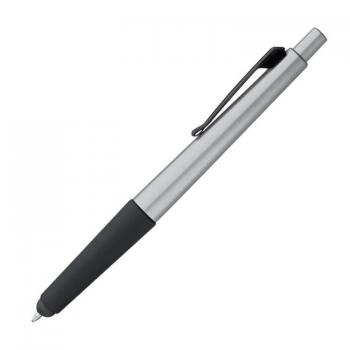 10 Kugelschreiber mit Gravur / Metallic-Kunststoff mit Touch-Pad / Farbe: silber