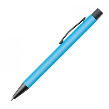 10 Kugelschreiber mit Gravur / mit Clip aus Metall / Farbe: hellblau