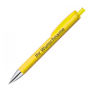 10 Kugelschreiber mit Gravur / mit gemustertem Schaft / Farbe: gelb