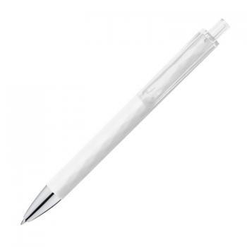 10 Kugelschreiber mit Gravur / mit gemustertem Schaft / Farbe: weiss