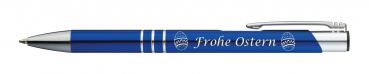 10 Kugelschreiber mit Gravur "Frohe Ostern" / aus Metall / Farbe: blau