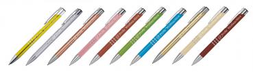 10 Kugelschreiber mit Gravur "Frohe Weinachten" / aus Metall / 10 Farben