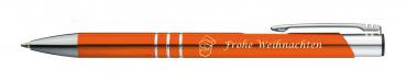 10 Kugelschreiber mit Gravur "Frohe Weinachten" / aus Metall / Farbe: orange