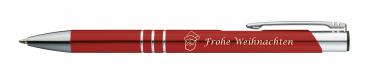 10 Kugelschreiber mit Gravur "Frohe Weinachten" / aus Metall / Farbe: rot