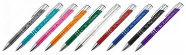 10 Kugelschreiber mit Gravur "Herzen" / aus Metall / 10 verschiedene Farben