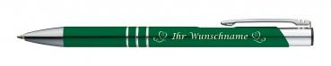 10 Kugelschreiber mit Gravur "Herzen" / aus Metall / Farbe: grün