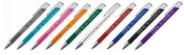 10 Kugelschreiber mit Gravur "Hochzeit" / aus Metall / 10 verschiedene Farben
