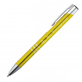 10 Kugelschreiber mit Gravur "Hochzeit" / aus Metall / Farbe: gelb
