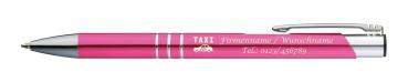 10 Kugelschreiber mit Gravur "Taxi" / aus Metall / Farbe: pink