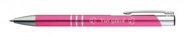 10 Kugelschreiber mit Gravur "Viel Glück" / aus Metall / Farbe: pink