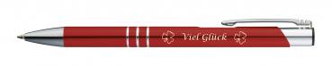 10 Kugelschreiber mit Gravur "Viel Glück" / aus Metall / Farbe: rot