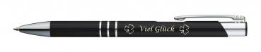 10 Kugelschreiber mit Gravur "Viel Glück" / aus Metall / Farbe: schwarz