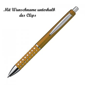 10 Kugelschreiber mit Namensgravur - "Glitzer" - Farbe: gold
