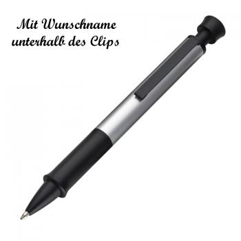 10 Kugelschreiber mit Namensgravur - aus Aluminium - Farbe: schwarz-silbergrau