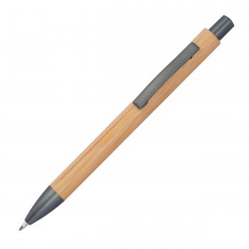 10 Kugelschreiber mit Namensgravur - aus Bambus mit anthraziten Applikationen