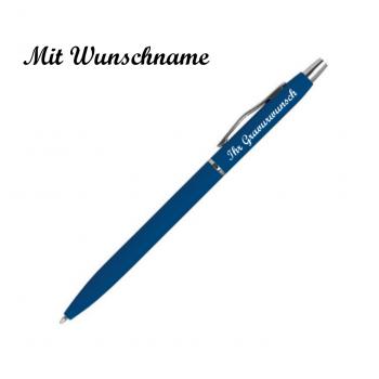 10 Kugelschreiber mit Namensgravur - aus Metall - gummiert - Farbe: blau