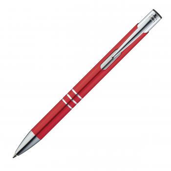 10 Metall-Kugelschreiber mit Gravur / Schreibfarbe = Kugelschreiberfarbe / rot