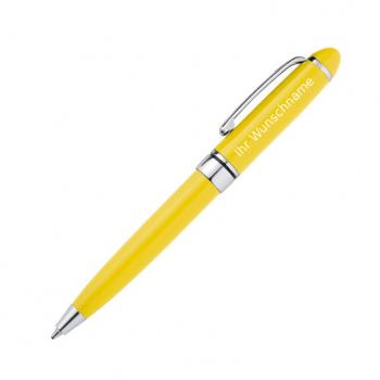 10 Minikugelschreiber mit Gravur / aus Metall / Farbe: gelb