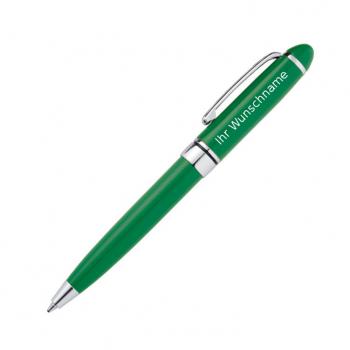 10 Minikugelschreiber mit Gravur / aus Metall / Farbe: grün