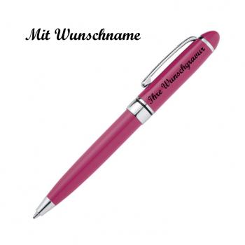 10 Minikugelschreiber mit Namensgravur - aus Metall - Farbe: pink