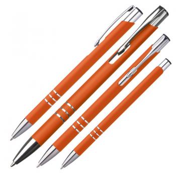 10 schlanke Kugelschreiber / aus Metall / Farbe: orange