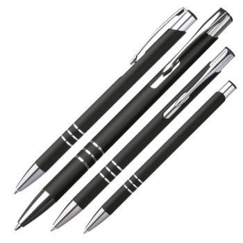 10 schlanke Kugelschreiber / aus Metall / Farbe: schwarz