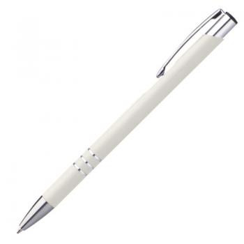 10 schlanke Kugelschreiber / aus Metall / Farbe: weiß
