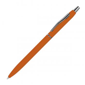 10 Schlanke Metall-Kugelschreiber mit Namensgravur - gummiert - Farbe: orange