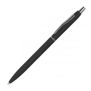10 Schlanke Metall-Kugelschreiber mit Namensgravur - gummiert - Farbe: schwarz