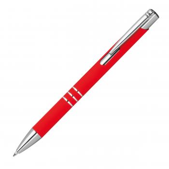 10 Semi Gel-Kugelschreiber aus Metall / gummierte Oberfläche / Farbe: rot