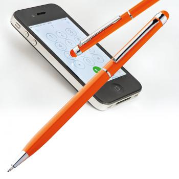 10 Touchpen Drehkugelschreiber / aus Edelstahl / Farbe: orange