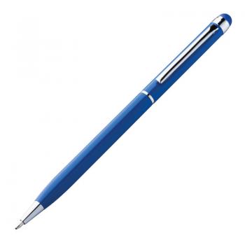 10 Touchpen Drehkugelschreiber mit Gravur / aus Edelstahl / Farbe: blau