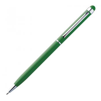 10 Touchpen Drehkugelschreiber mit Gravur / aus Edelstahl / Farbe: grün