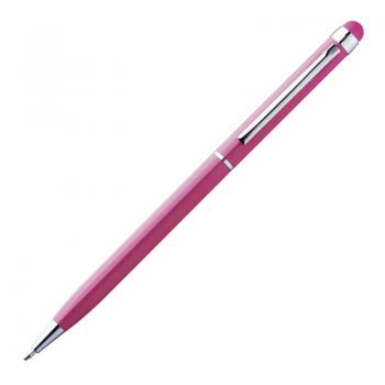 10 Touchpen Drehkugelschreiber mit Gravur / aus Edelstahl / Farbe: pink